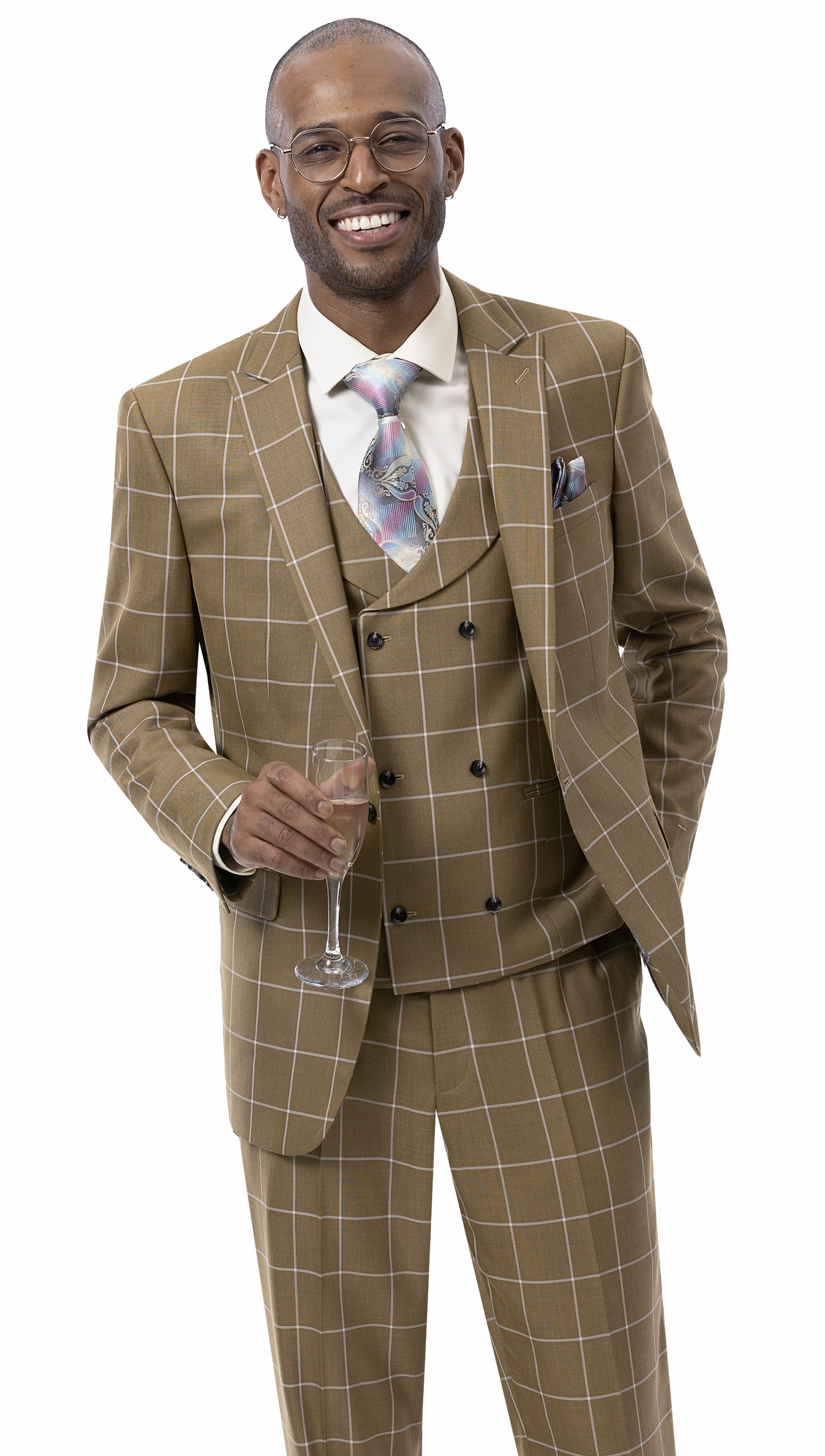 Mustard Three Piece Regular Fit Fashion Suit M2774