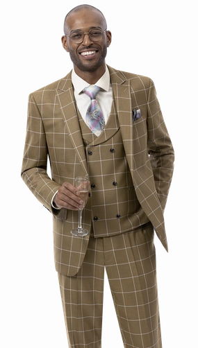 Mustard Three Piece Regular Fit Fashion Suit M2774