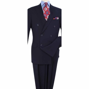 Navy Classic Double-Breasted Suit 2-Piece with Peak Lapel