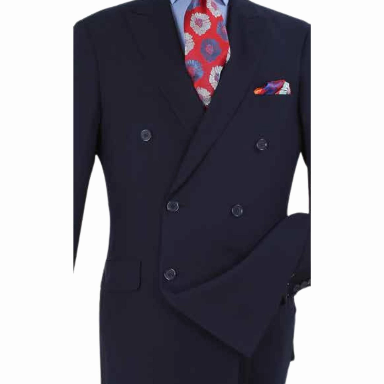 Navy Classic Double-Breasted Suit 2-Piece with Peak Lapel