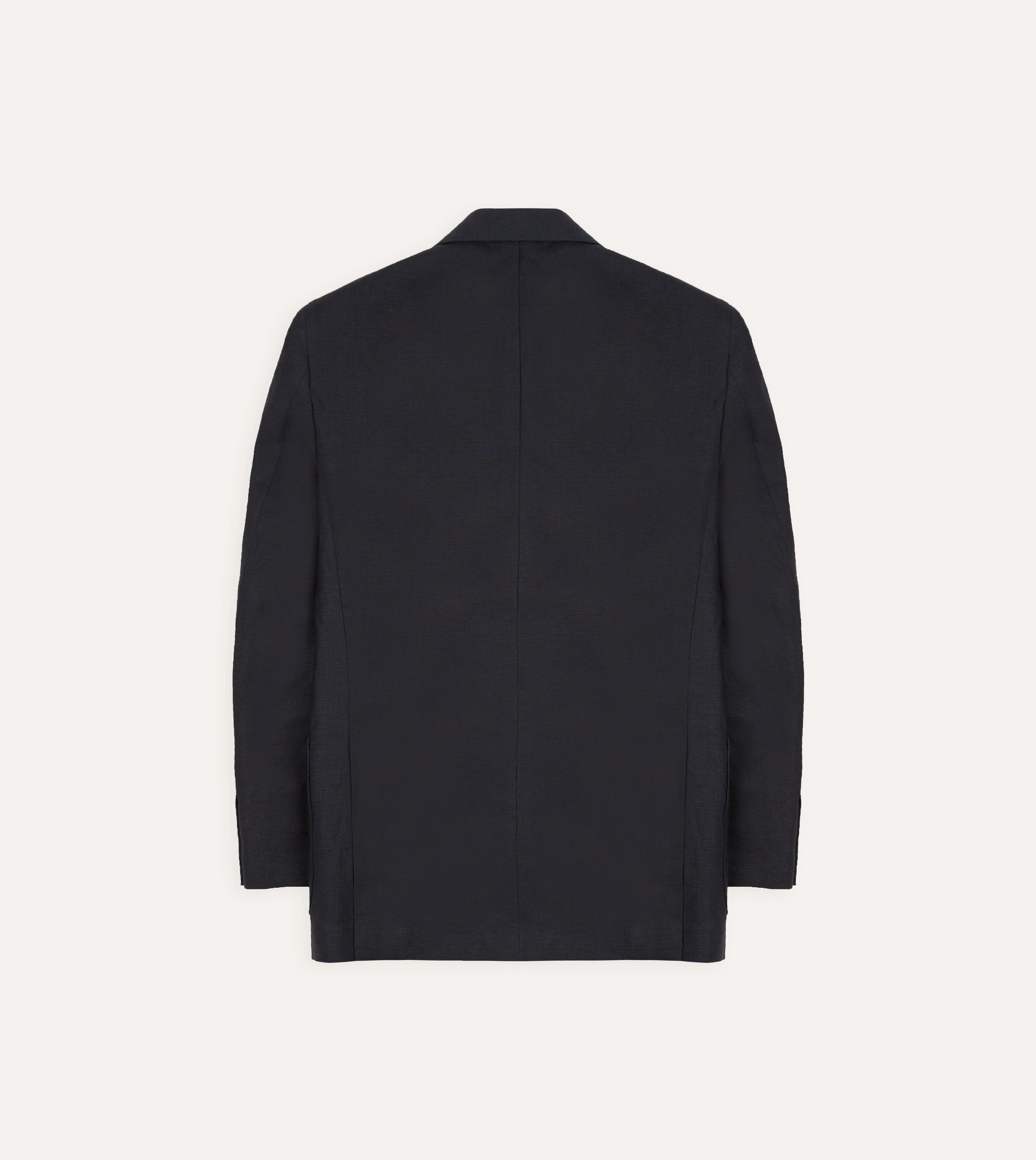 Navy Linen Double-Breasted Tailored Jacket