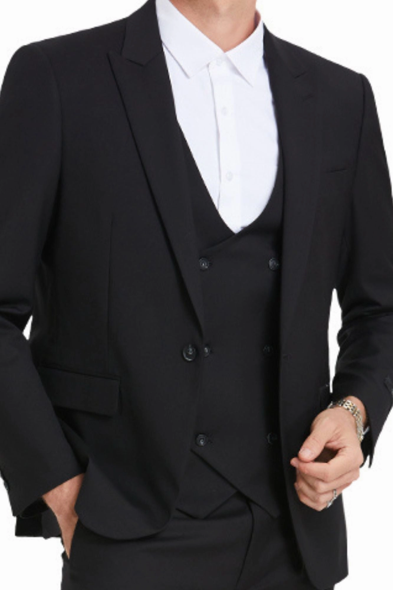 Noble Collection: Men's 3-Piece Slim Fit Solid Suit In Black