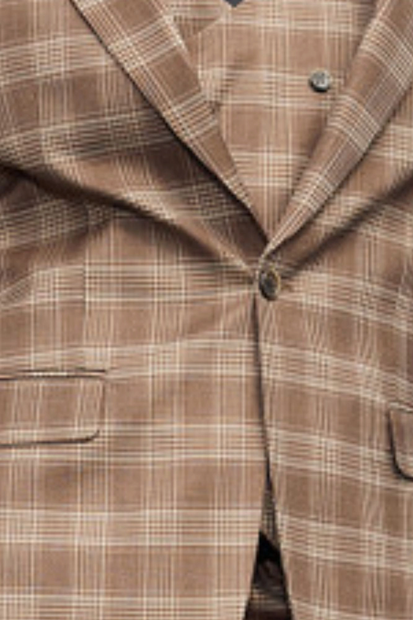 Onyxo Collection: Men's Glen Plaid 3 Piece Hybrid Fit Suit In Mid Brown