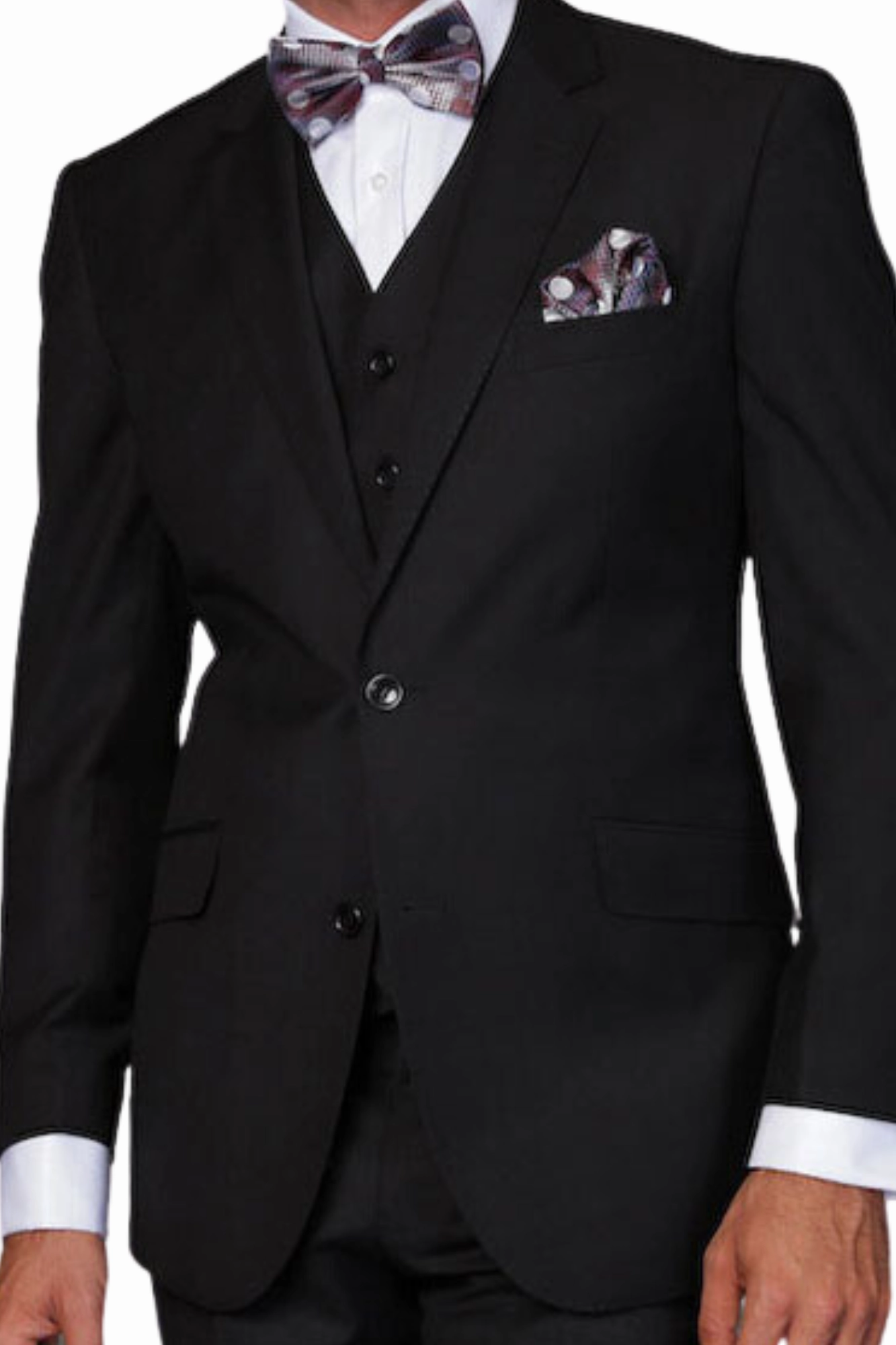 Pan Prestige Collection: 3PC Modern Fit Solid Color Suit With Super 150's Italian Wool In Black