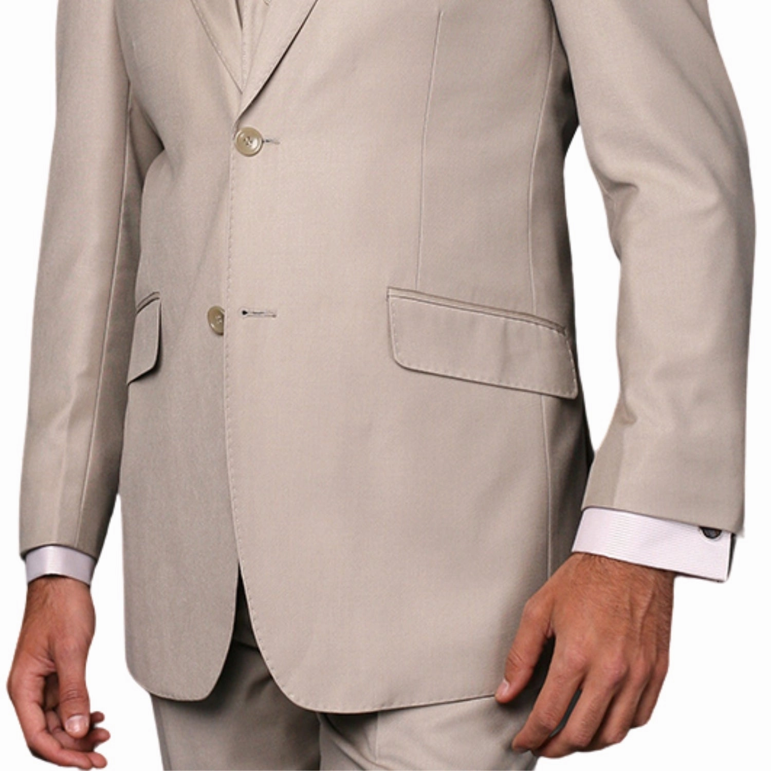 Pan Prestige Collection: 3PC Modern Fit Solid Color Suit With Super 150's Italian Wool In Sand Brown