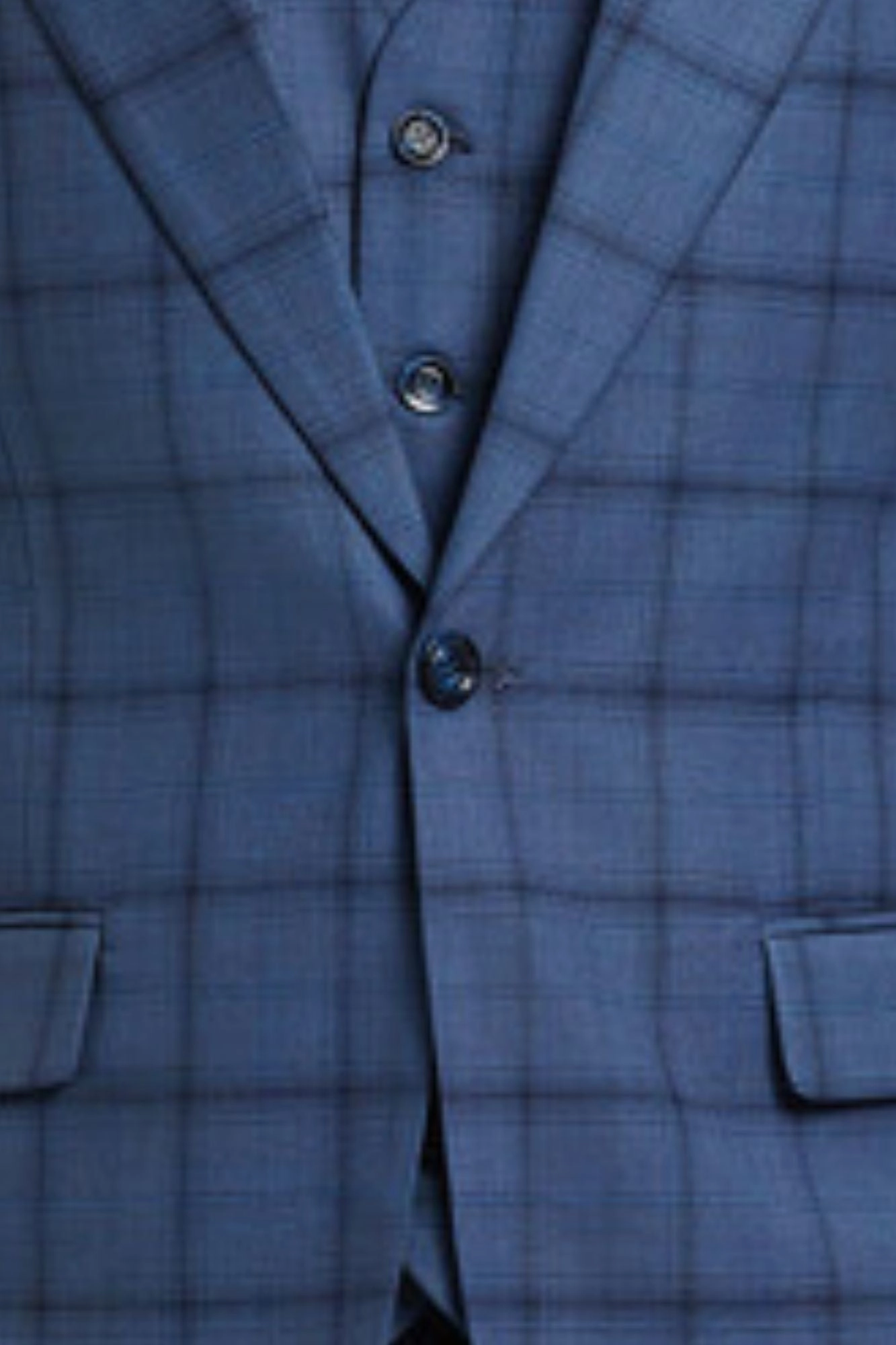Panachify Collection: Men's Windowpane Hybrid Fit 3 Piece Suit In Blue