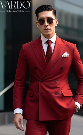 Premium Quality Red Double Breasted Suit for Men