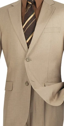 Prestigio Collection: Beige 2 Piece Solid Color Single Breasted Regular Fit Suit