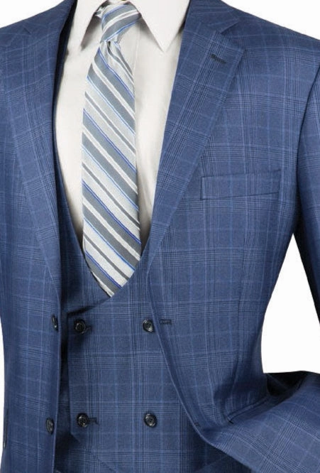 Procyon Collection: Oxford Blue Glen Plaid Single-Breasted Classic Fit 3-Piece Suit