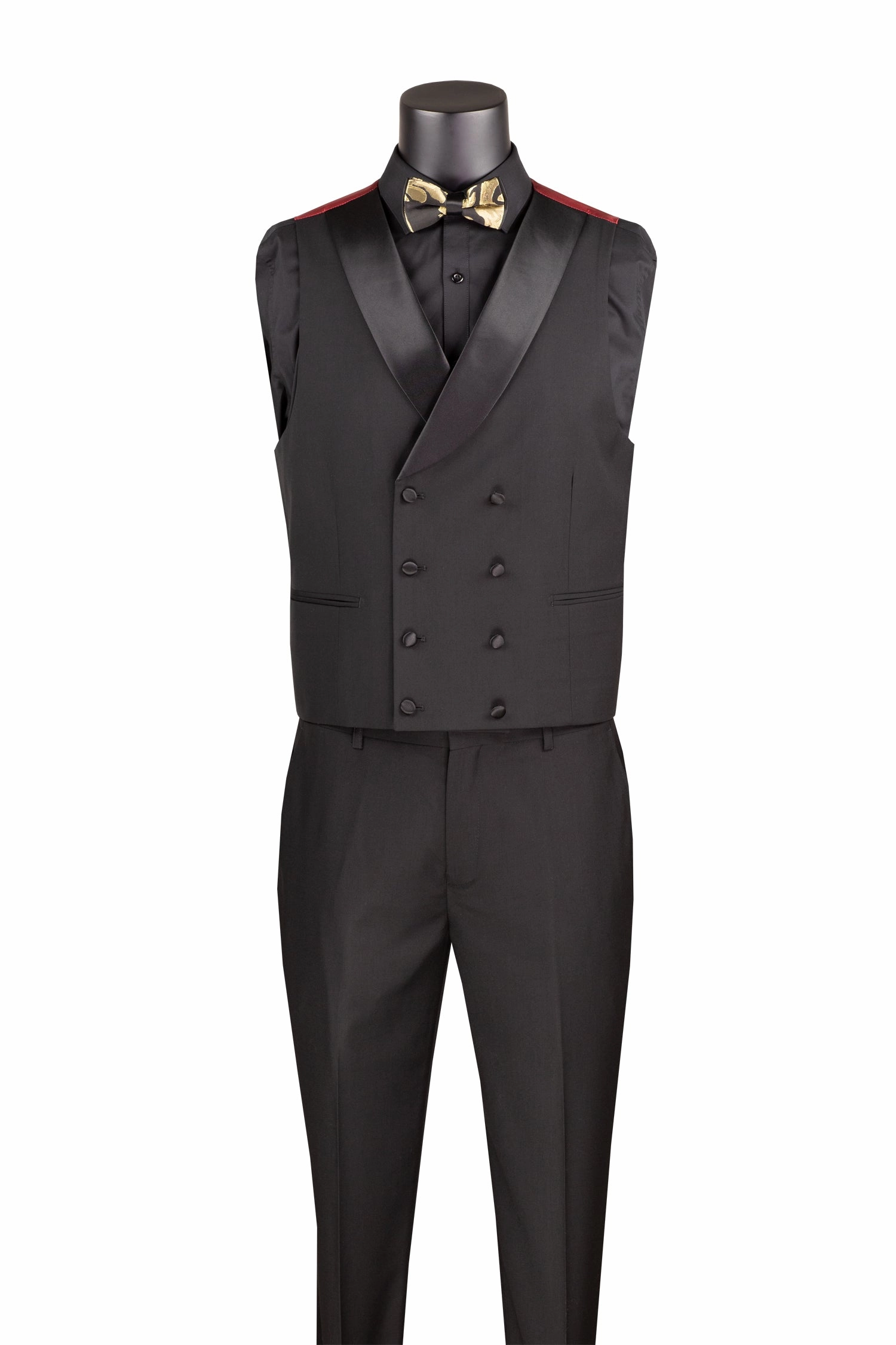 Province Collection: Black 3 Piece Jacquard Fabric Single Breasted Modern Fit Suit