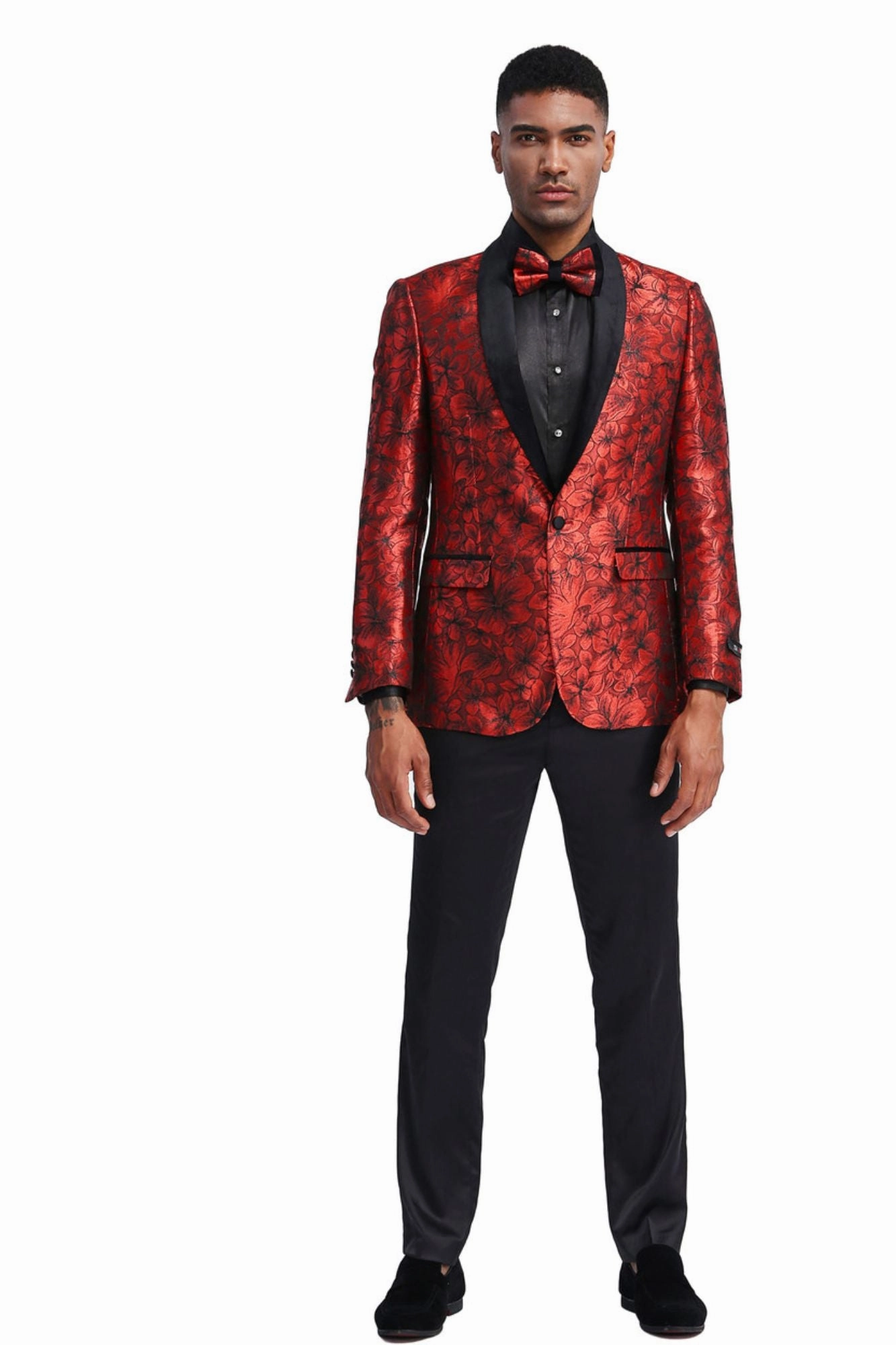 Quintessential Collection: Men's Floral Pattern Blazer In Red