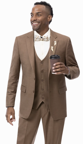 RegalRevel Collection: Brown Three Piece Regular Fit Fashion Suit M18022