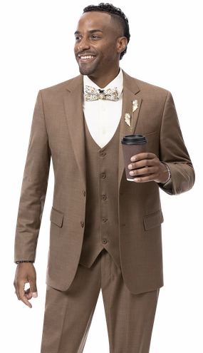 RegalRevel Collection: Brown Three Piece Regular Fit Fashion Suit M18022