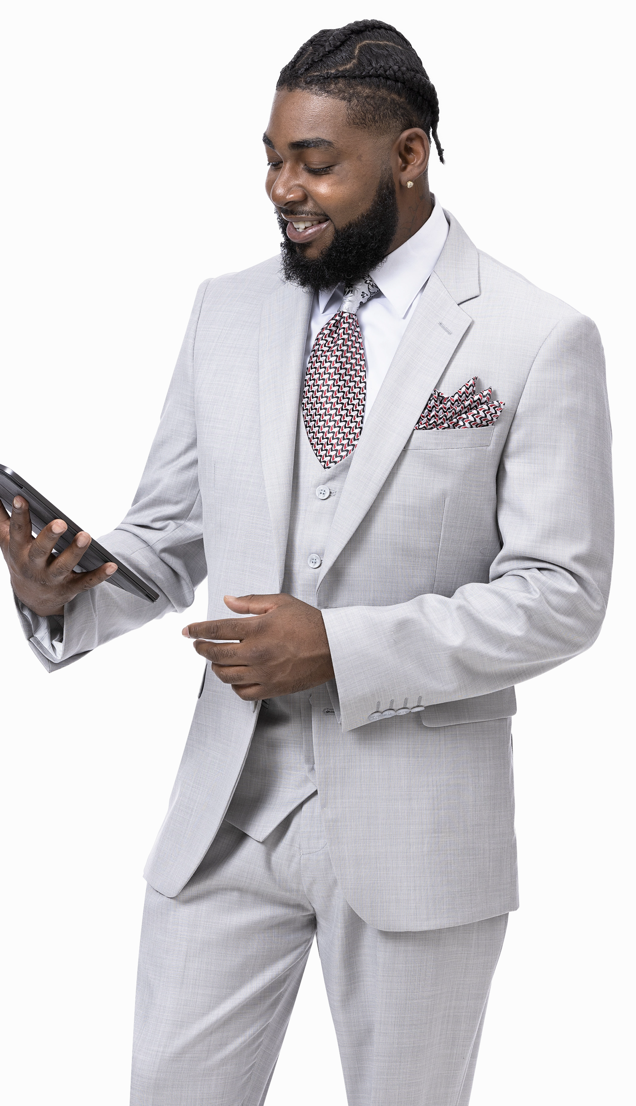 RegalRevel Collection: Grey Three Piece Regular Fit Fashion Suit M18022