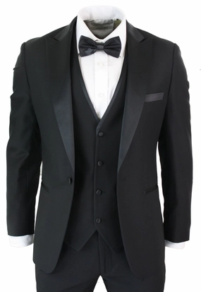 Regent 3 Piece Black Classic Tuxedo Suit