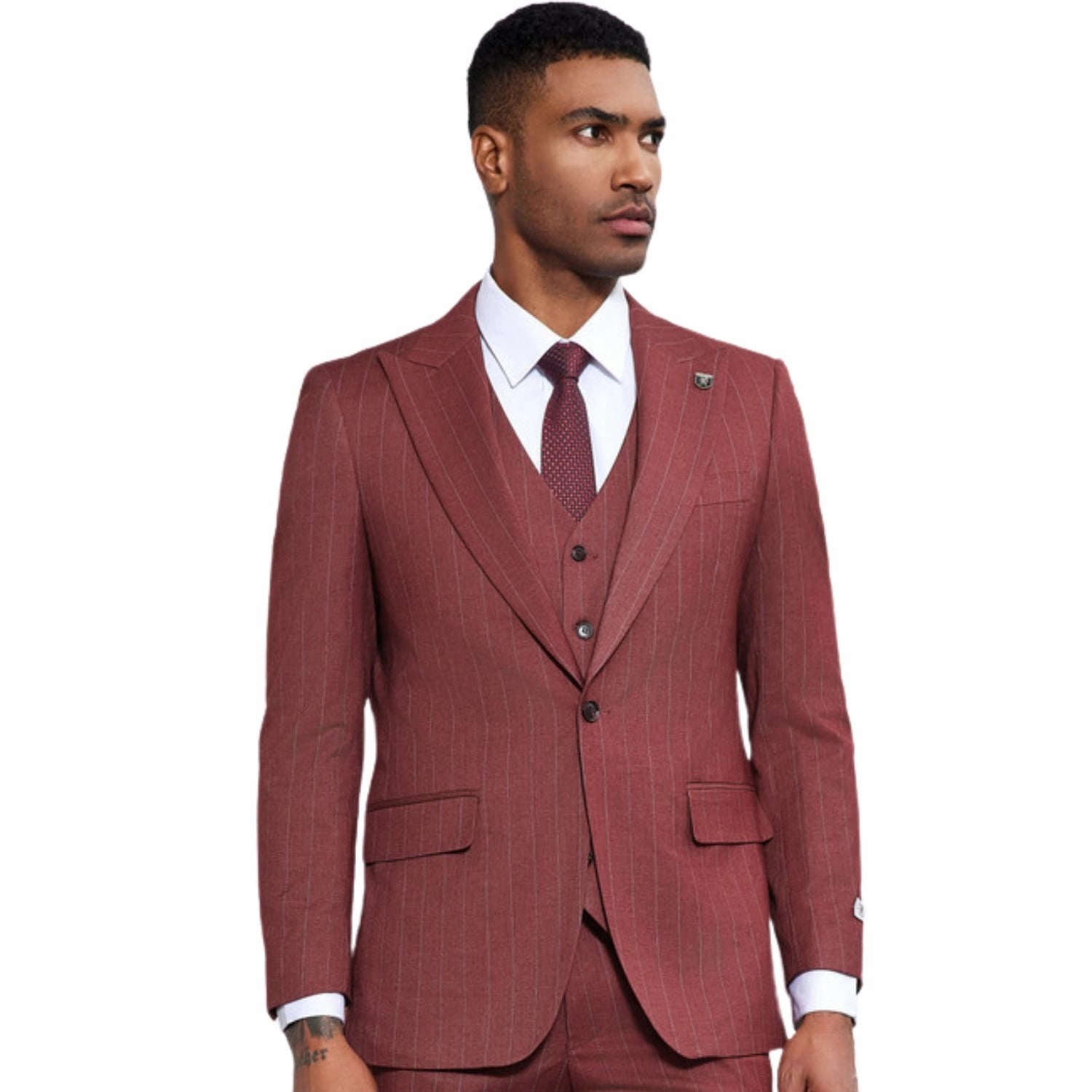 Regulus Collection: Stacy Adams Burgundy Pinstriped Suit