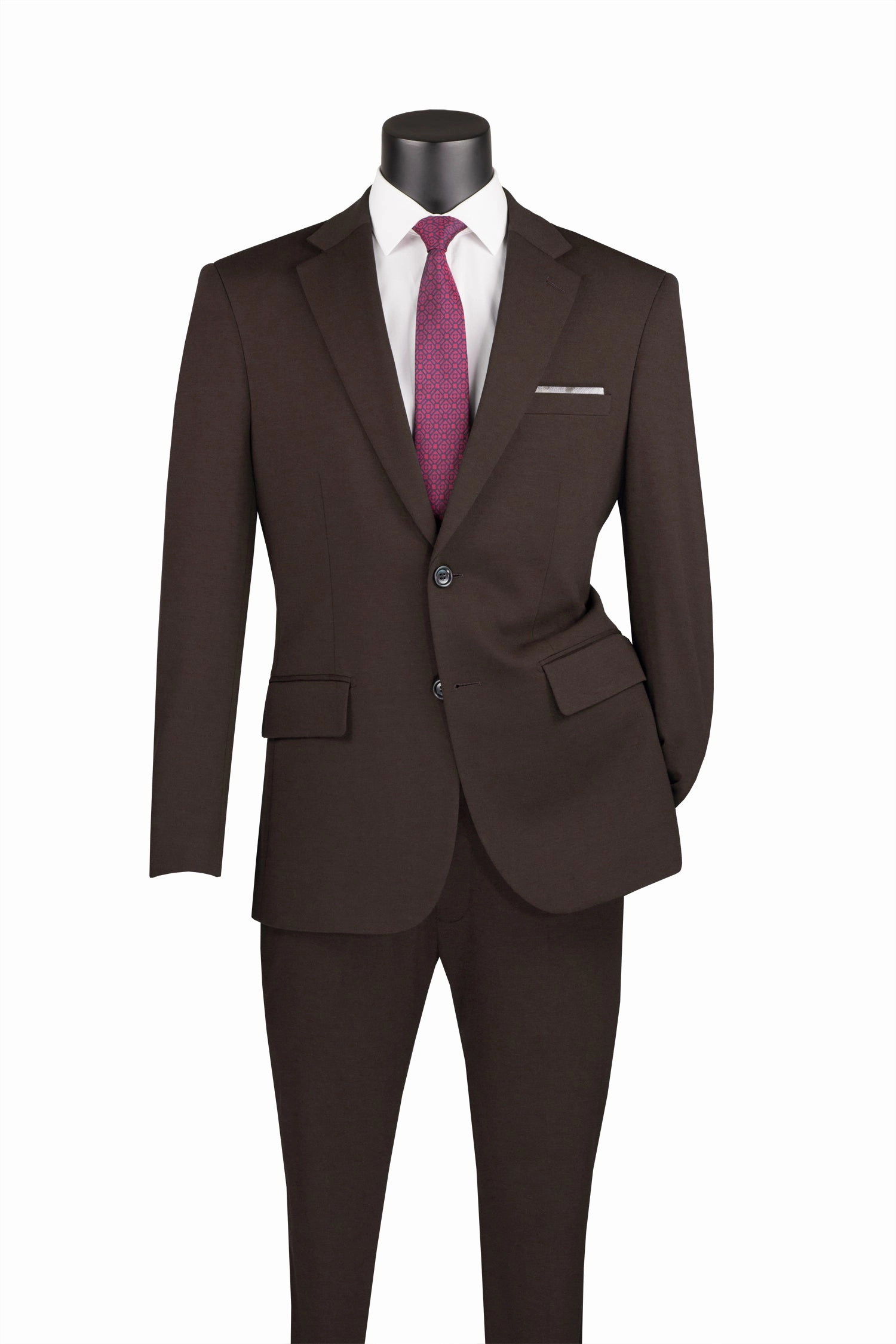 Roche Collection: Brown 2-Piece Solid Single-Breasted Super Stretch Slim Fit Suit