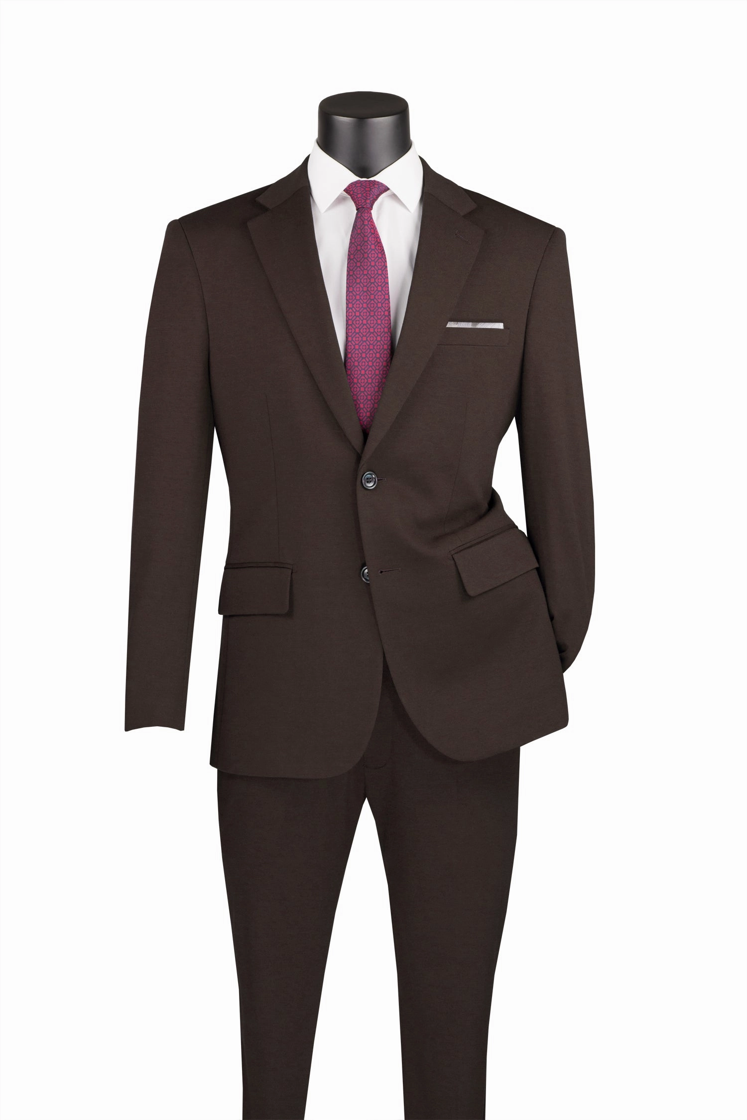 Roche Collection: Brown 2-Piece Solid Single-Breasted Super Stretch Slim Fit Suit