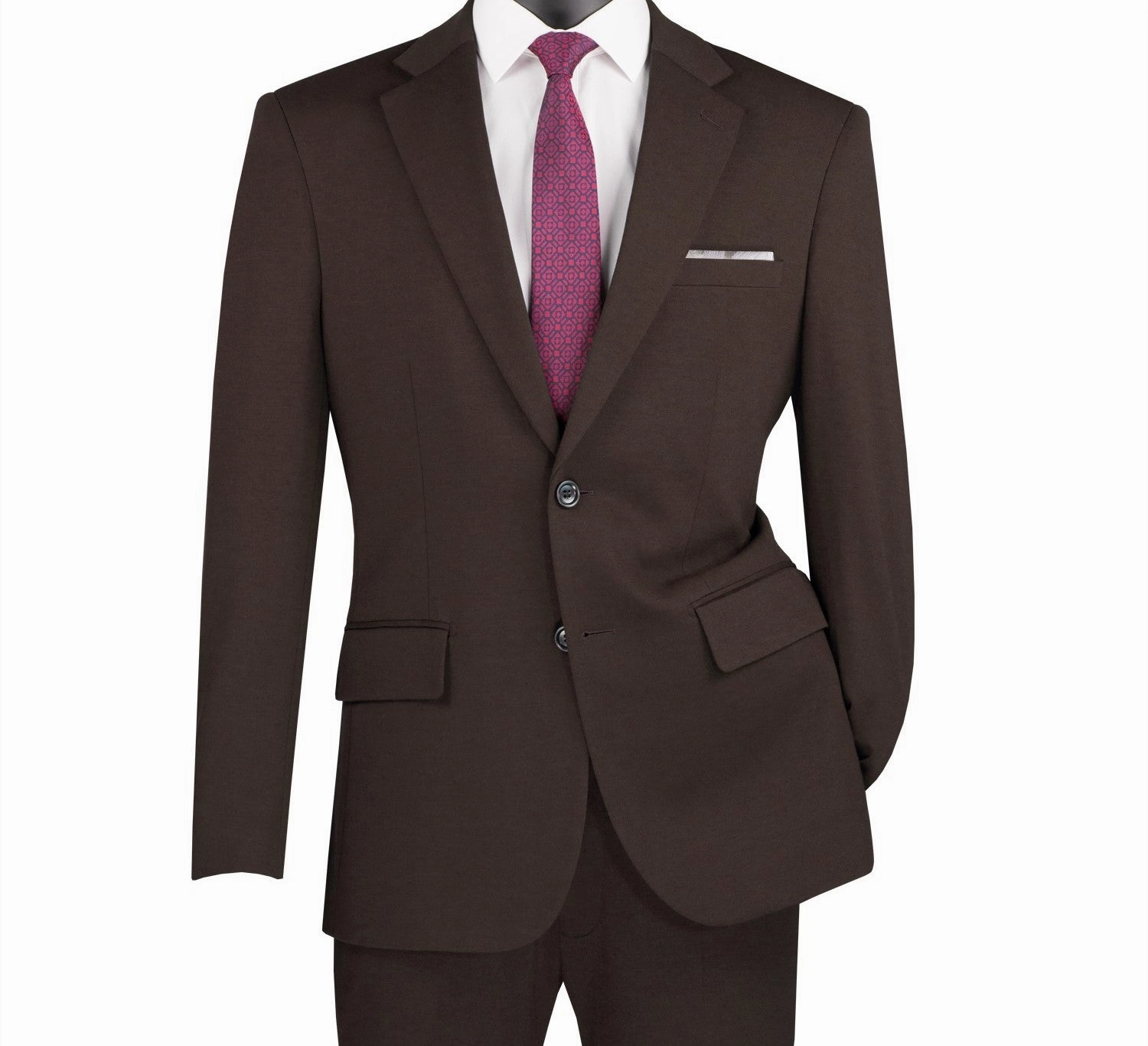 Roche Collection: Brown 2-Piece Solid Single-Breasted Super Stretch Slim Fit Suit