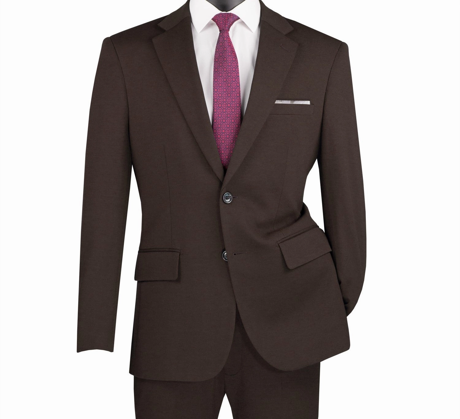 Roche Collection: Brown 2-Piece Solid Single-Breasted Super Stretch Slim Fit Suit