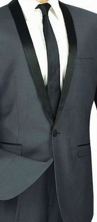 Rowling Collection: Slim Fit Tuxedo with Narrow Shawl Collar In Heather Grey