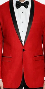 Rowling Collection: Slim Fit Tuxedo with Narrow Shawl Collar In Red