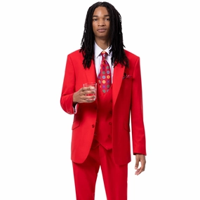 Royal Revival Collection: Red Three Piece Regular Fit Fashion Suit