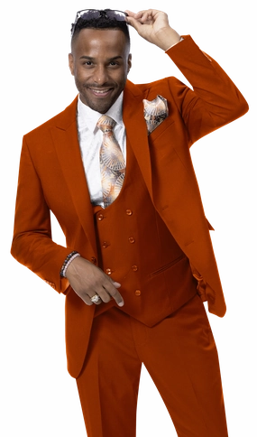 Royal Revival Collection: Rust Three Piece Regular Fit Fashion Suit
