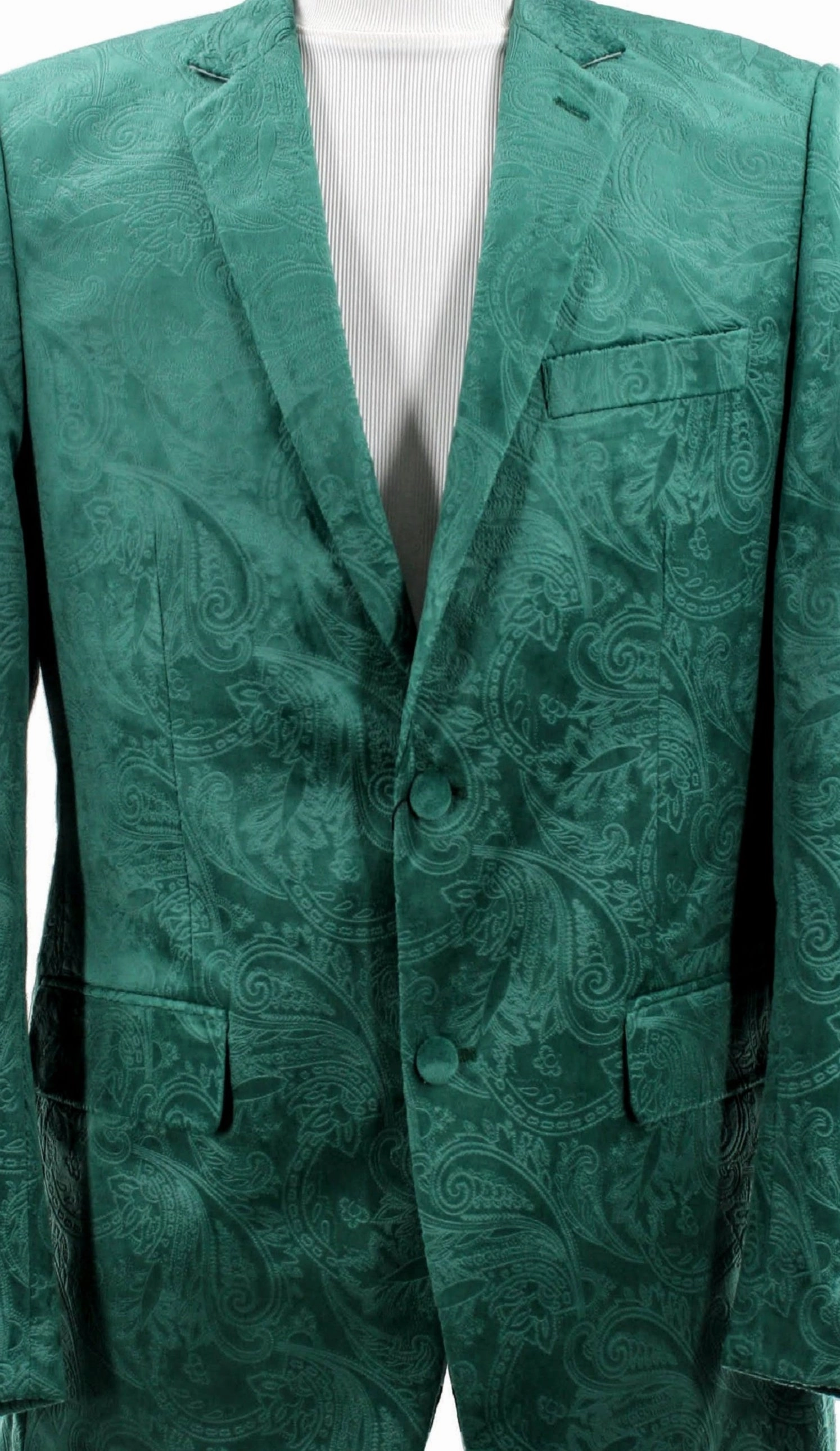 Sirius Collection: Hunter Green Polyester Velvet Paisley Pattern Regular Fit Blazer