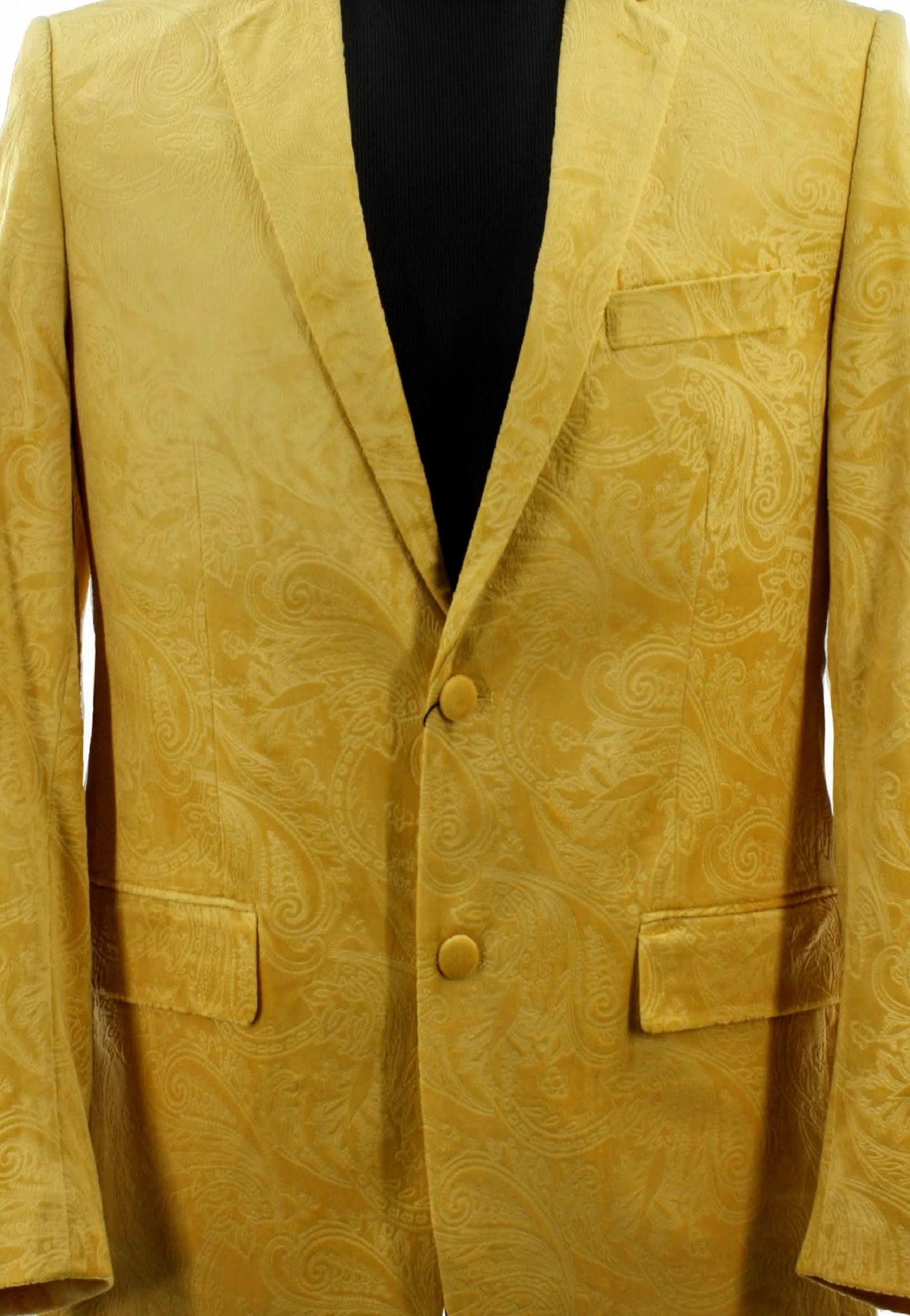 Sirius Collection: Yellow Polyester Velvet Paisley Pattern Regular Fit Blazer