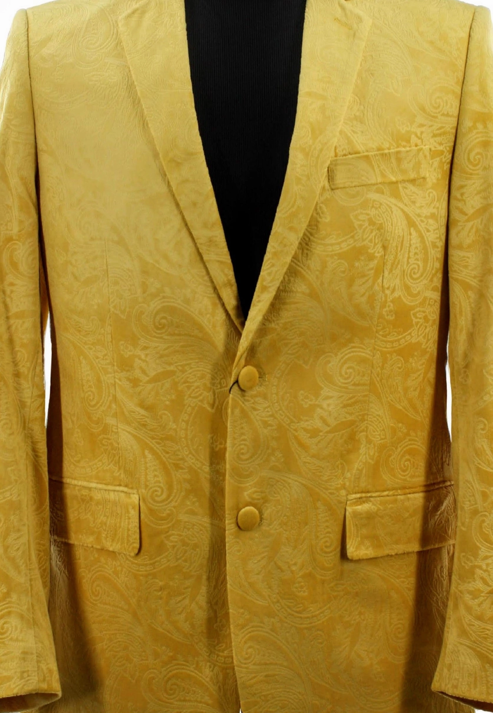 Sirius Collection: Yellow Polyester Velvet Paisley Pattern Regular Fit Blazer