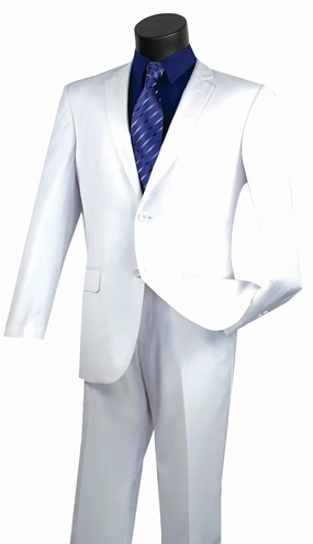 Slim Fit Men's Suit 2 Piece 2 Button in White