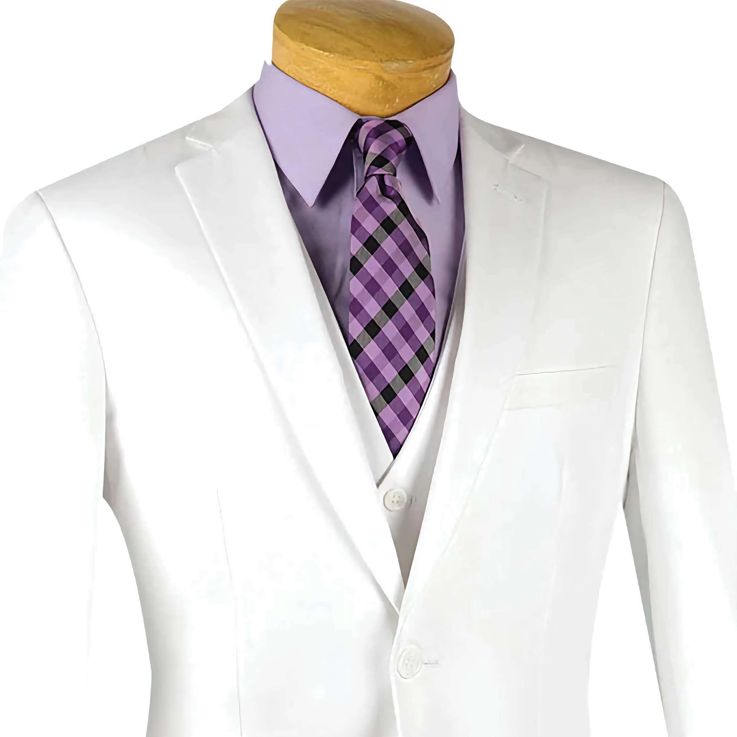 Slim Fit Men's Suit 3 Piece 2 Button in White