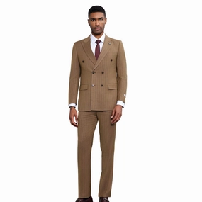 Solivagant Collection: Stacy Adams 2-Piece Double-Breasted Suit In Brown