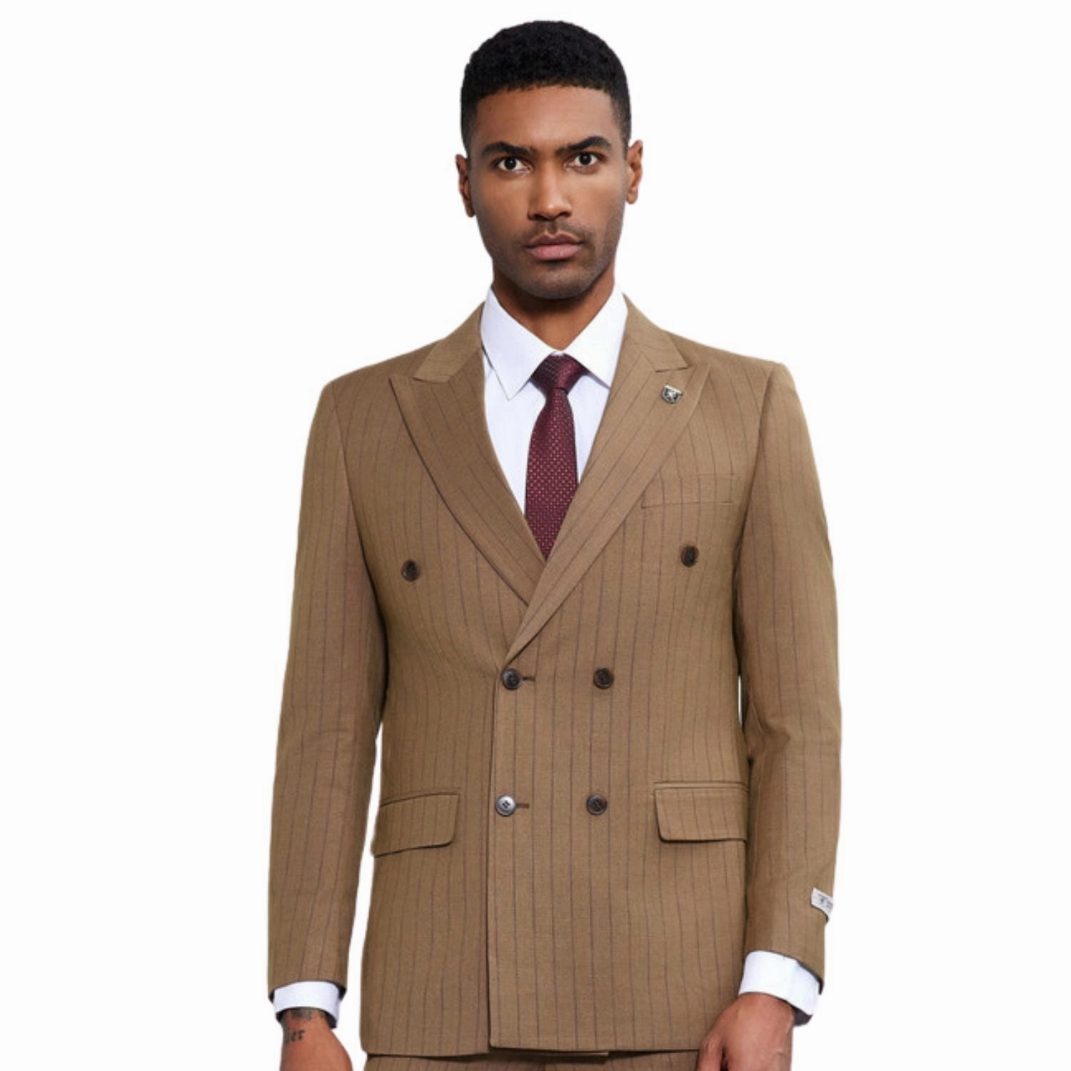 Solivagant Collection: Stacy Adams 2-Piece Double-Breasted Suit In Brown