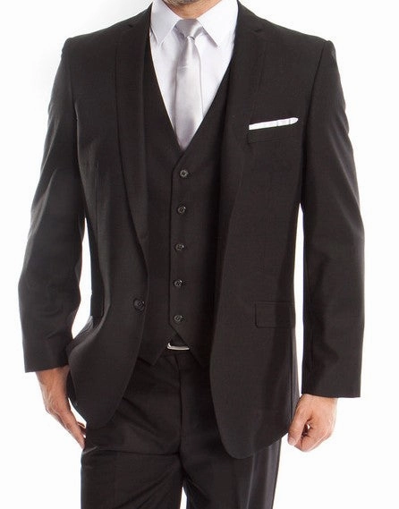 Statesman Collection: Black Three-Piece Suit – Hybrid Fit