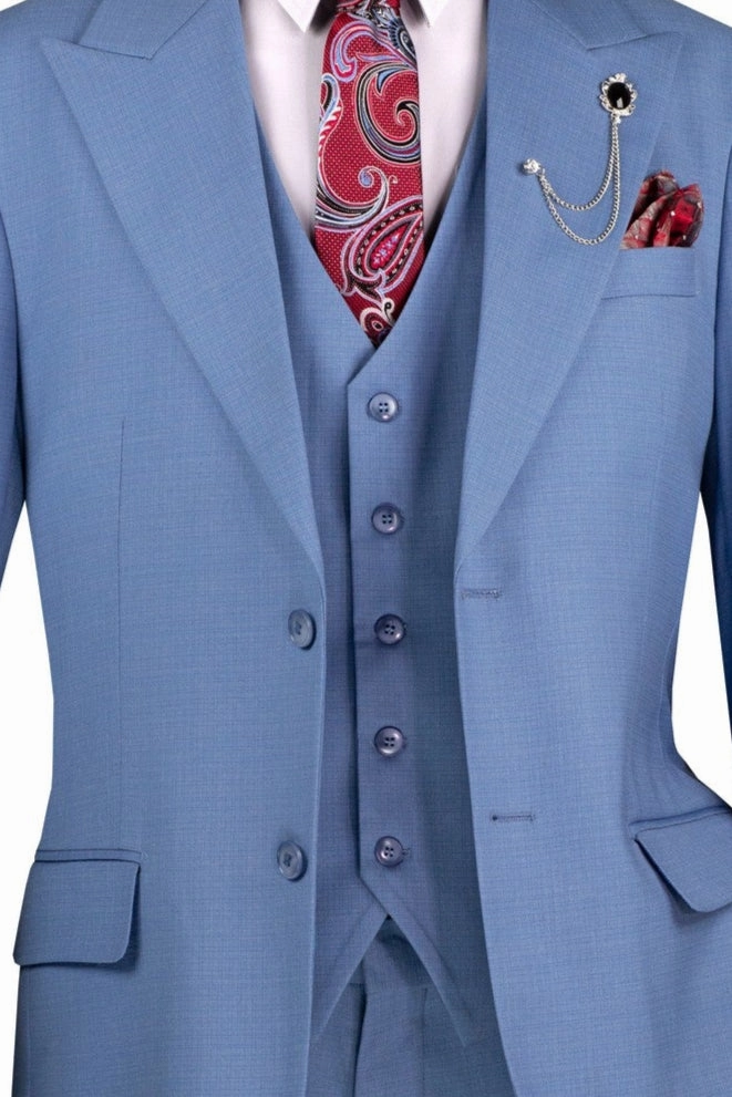 Stello Collection: Dusty Blue Single-Breasted Regular Fit 3-Piece Suit