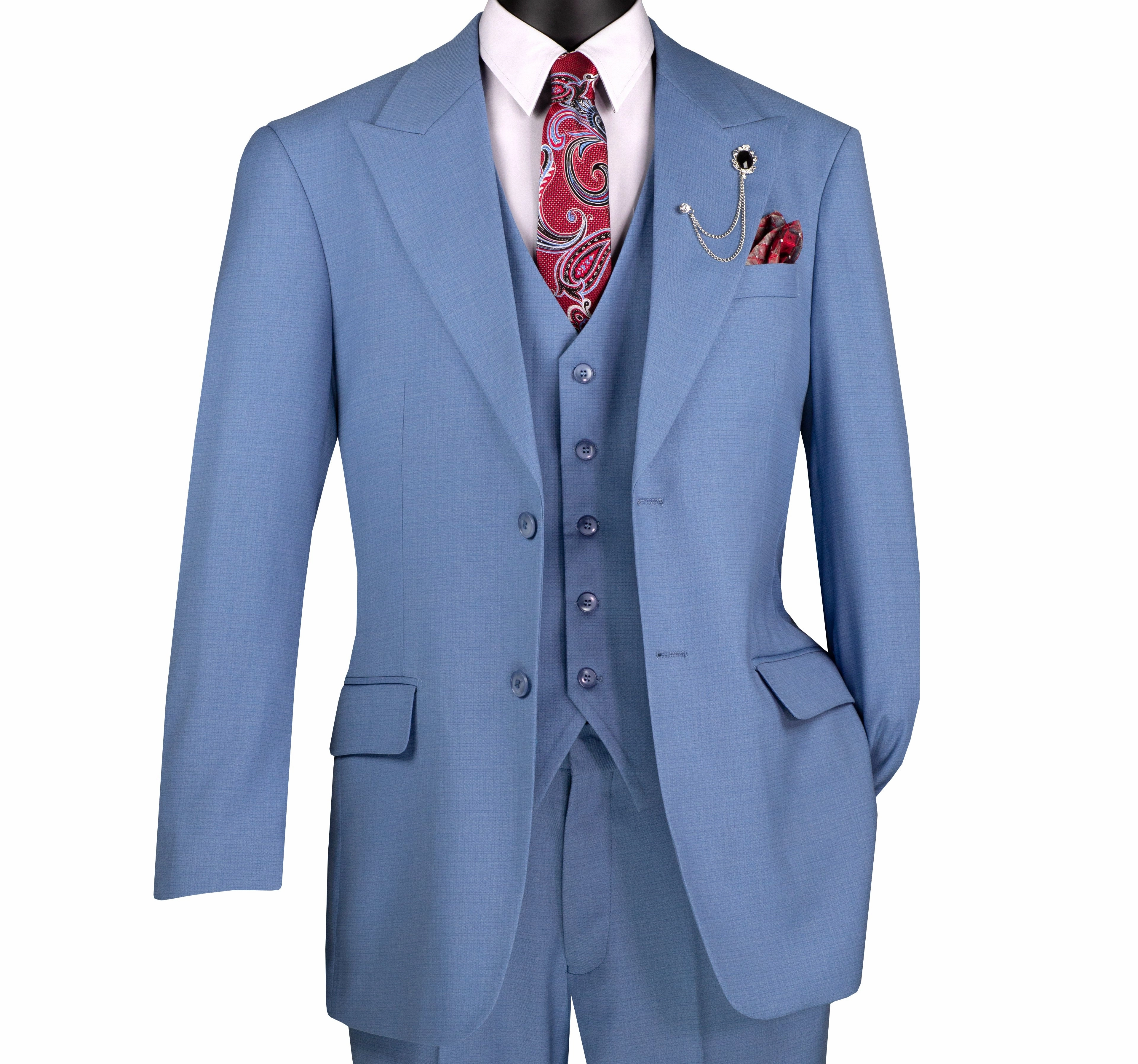 Stello Collection: Dusty Blue Single-Breasted Regular Fit 3-Piece Suit