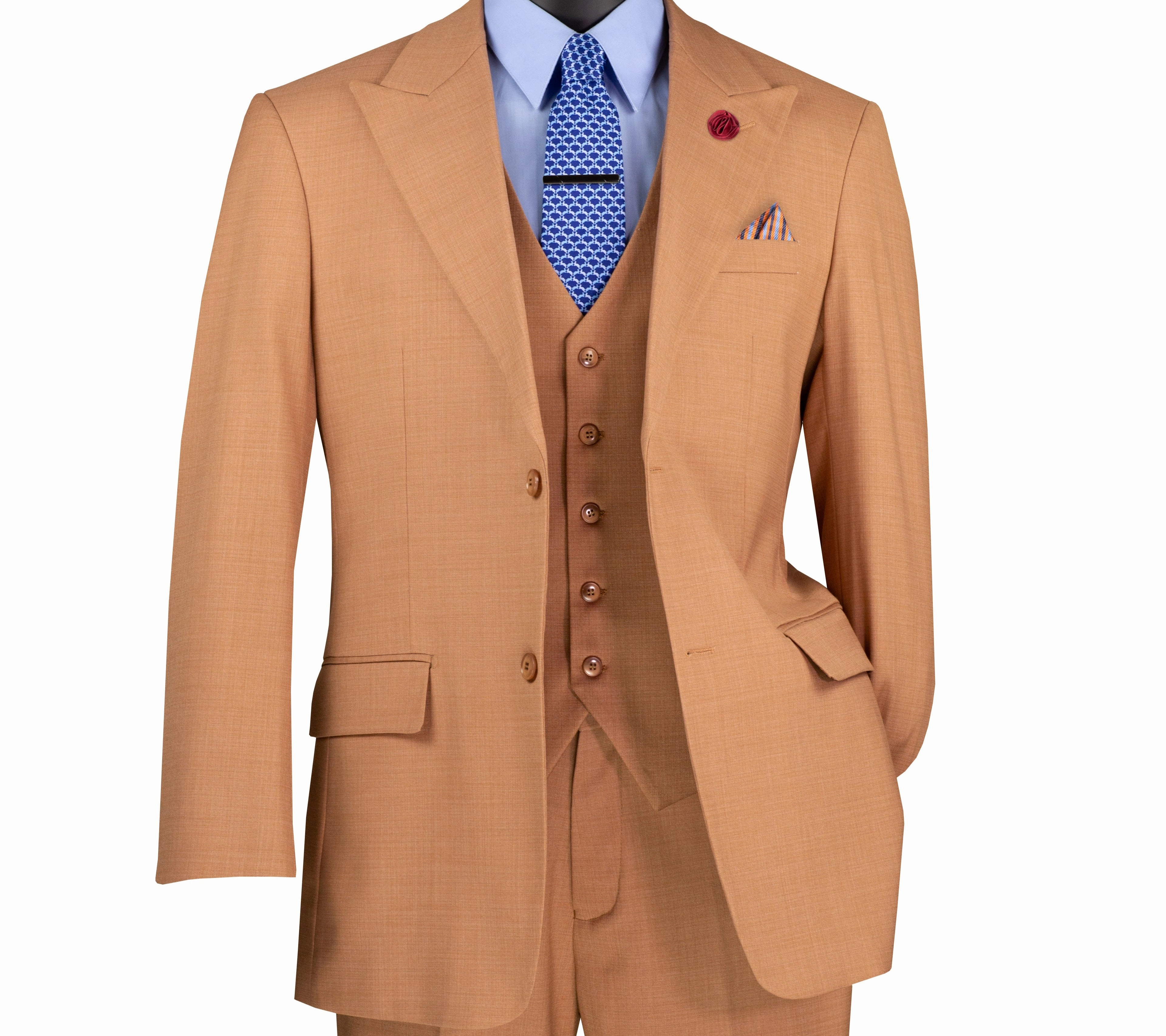 Stello Collection: Light Amber Single-Breasted Regular Fit 3-Piece Suit