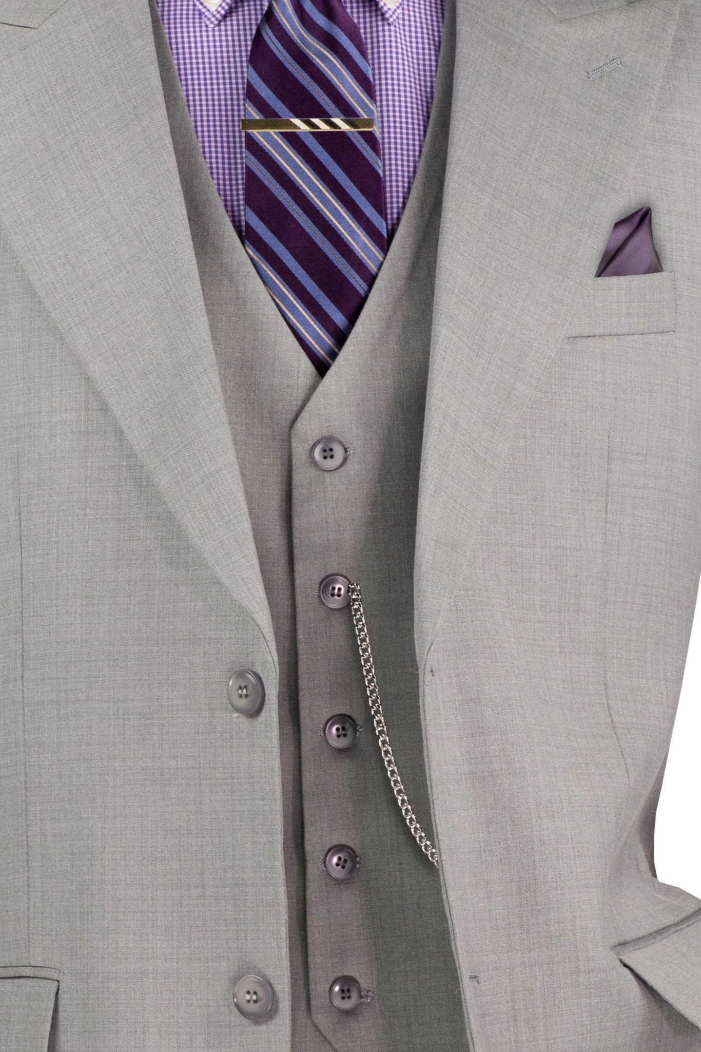 Stello Collection: Light Gray Single-Breasted Regular Fit 3-Piece Suit