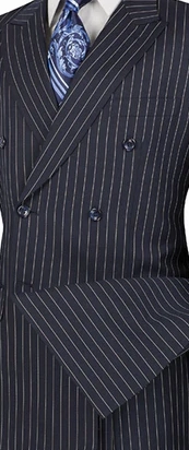 Symphony Collection: Navy 2 Piece Pinstripe Double Breasted Regular Fit Suit