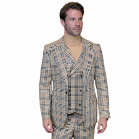 Tan 3-Piece Plaid Modern Fit Suit