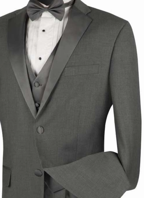 Tempel Collection: Gray 4-Piece Regular Fit Tuxedo with Vest and Bow Tie