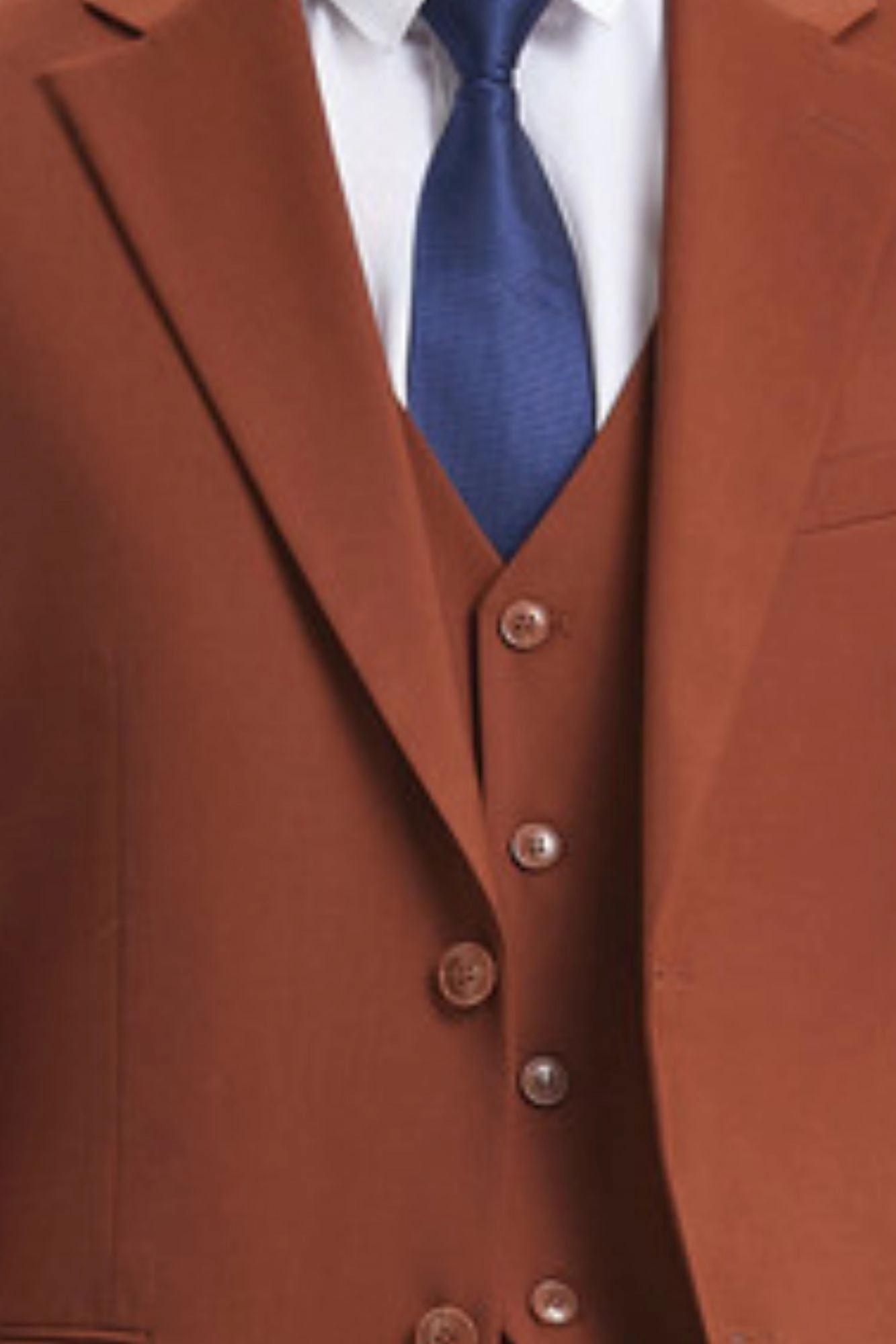 TempTrends Collection: 3 Piece Solid Slim Fit Suit For Men In Lt Brown
