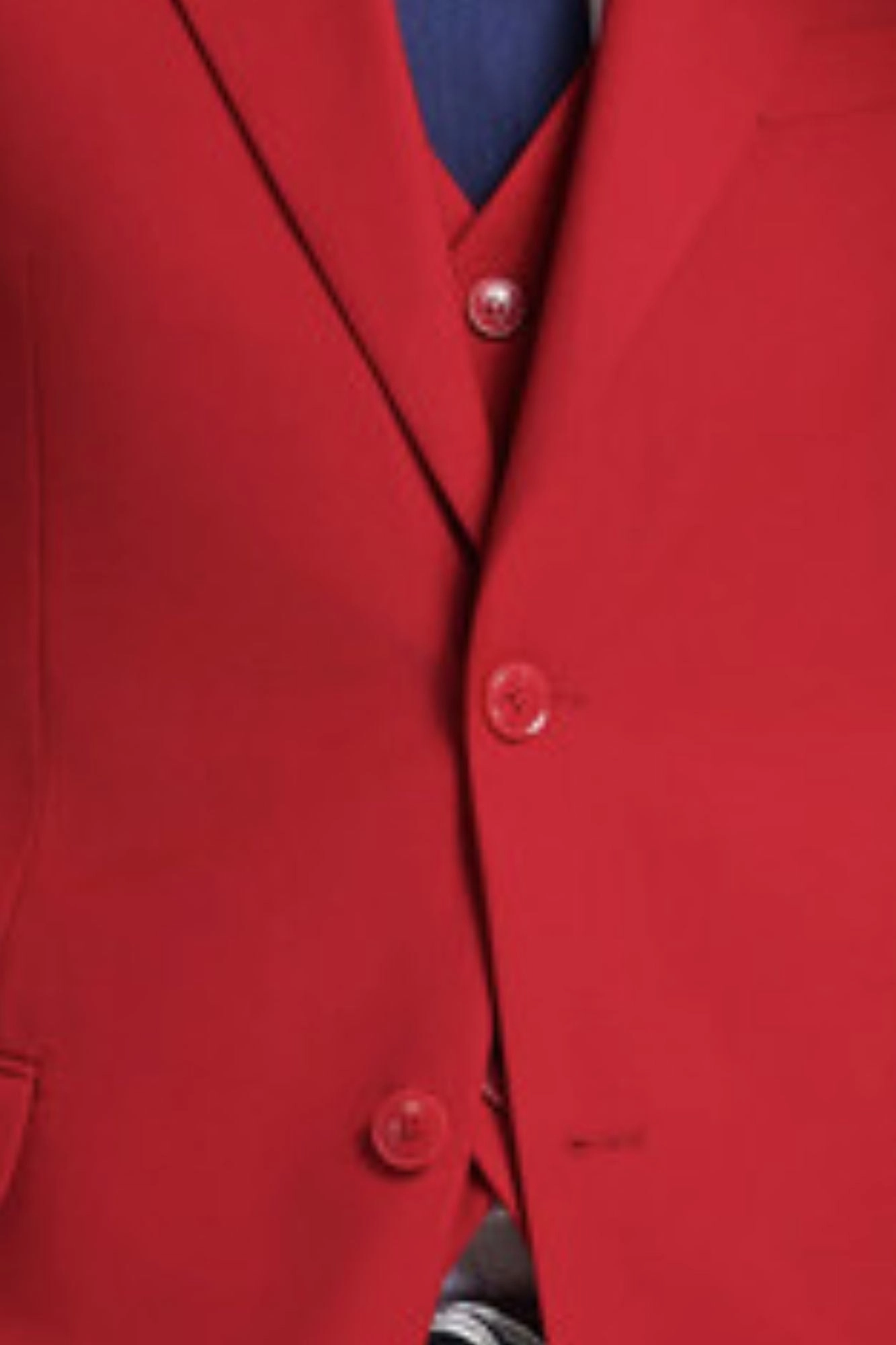 TempTrends Collection: 3 Piece Solid Slim Fit Suit For Men In Red