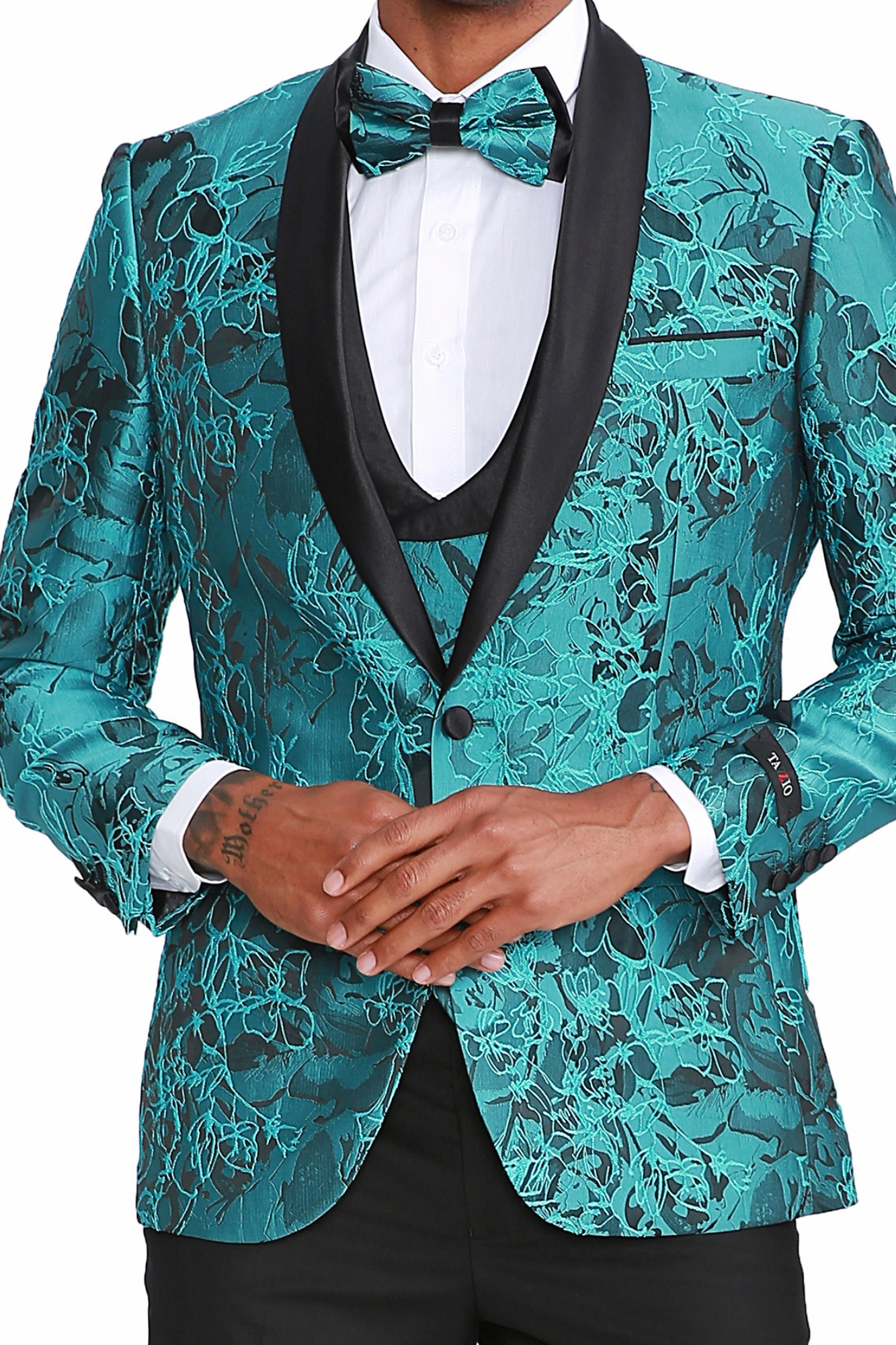 Thoreau Collection: Men's Turquoise 4-Piece Slim Fit Suit with Shawl Collar