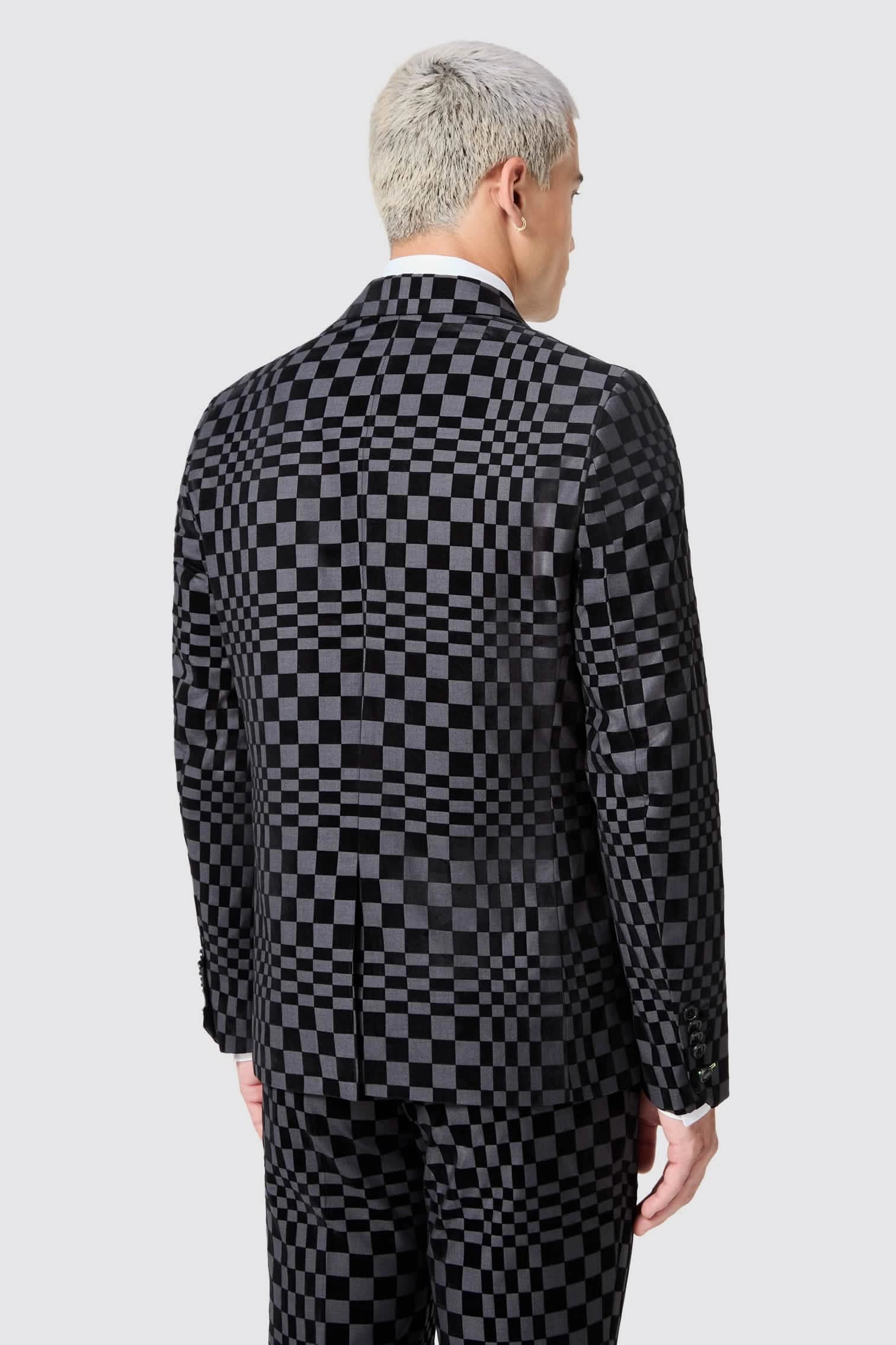 Tiber Skinny Fit Grey Check Tuxedo Suit - ARCHIVE