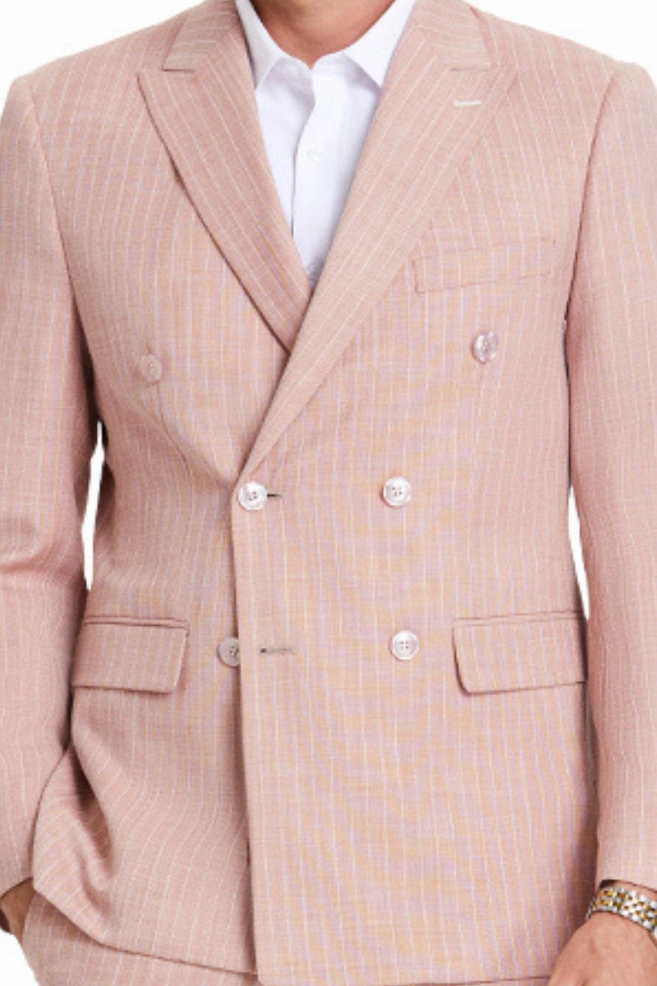 Triumph Collection: Men's Pinstripe 3-Piece Slim Fit Suit In Rose