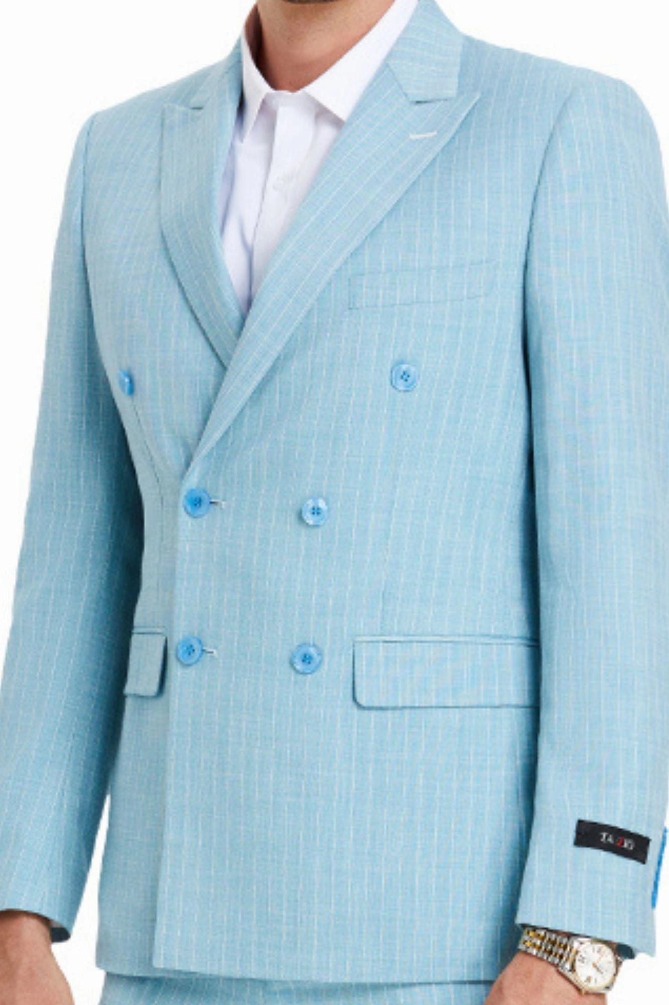 Triumph Collection: Men's Pinstripe 3-Piece Slim Fit Suit In Teal