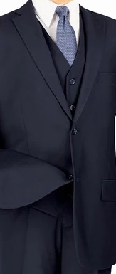 Urbano Collection: Navy 3 Piece Solid Color Single Breasted Regular Fit Suit